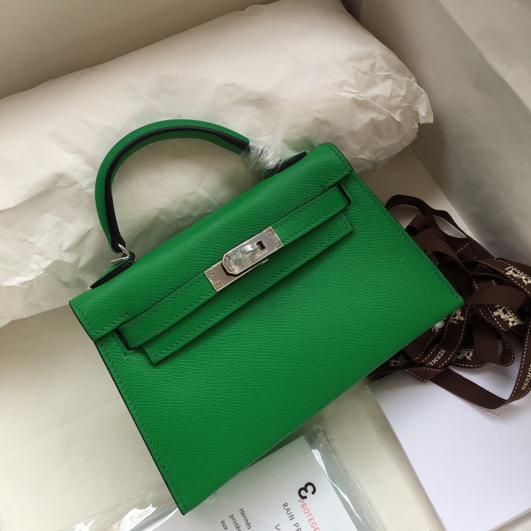 Hermes Kelly Mini II Bag 19CM In Green Epsom Leather